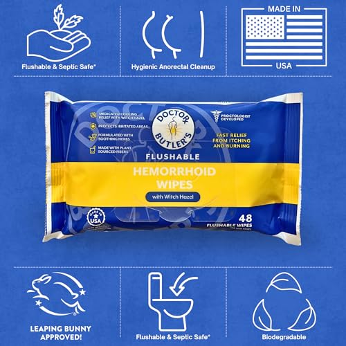Doctor Butler'S Flushable Hemorrhoid Wipes – Flushable Wipes With Witch Hazel To Soothe And Bring Relief From Discomfort Associated With Hemorrhoids  thumb #7