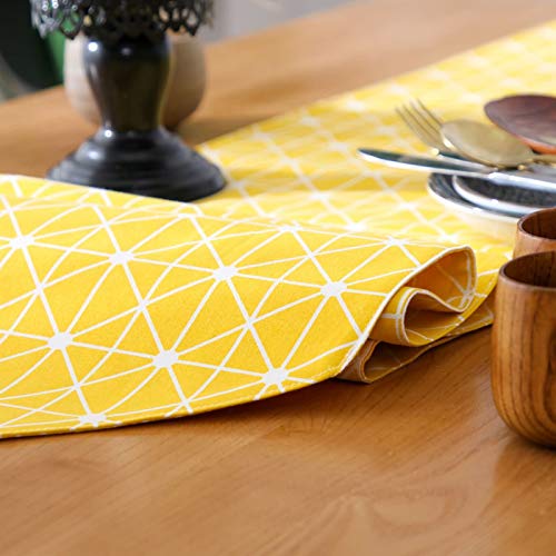 Chemin de table géométrique en coton jaune décoration table longue scandinave 33x100cm - 6