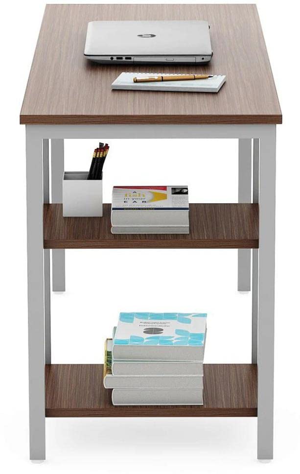 Image of Pure Sheesham (Rosewood) with Storage Solid Wood Study Table (Free Standing, Finish Color - Walnut & Silver Grey Finish)