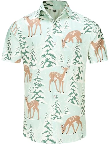KYKU Hawaiian Shirts for Men Santa Claus Party Casual Button Down Short Sleeve Shirt with Pocket3