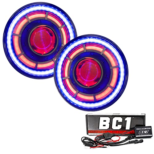 ORACLE LIGHTING Oculus ColorSHIFT Bi-LED Projector Headlights | Jeep Wrangler JK, 1 Pair 7\" Headlights with BC1 Controller, Part # 5876-335
