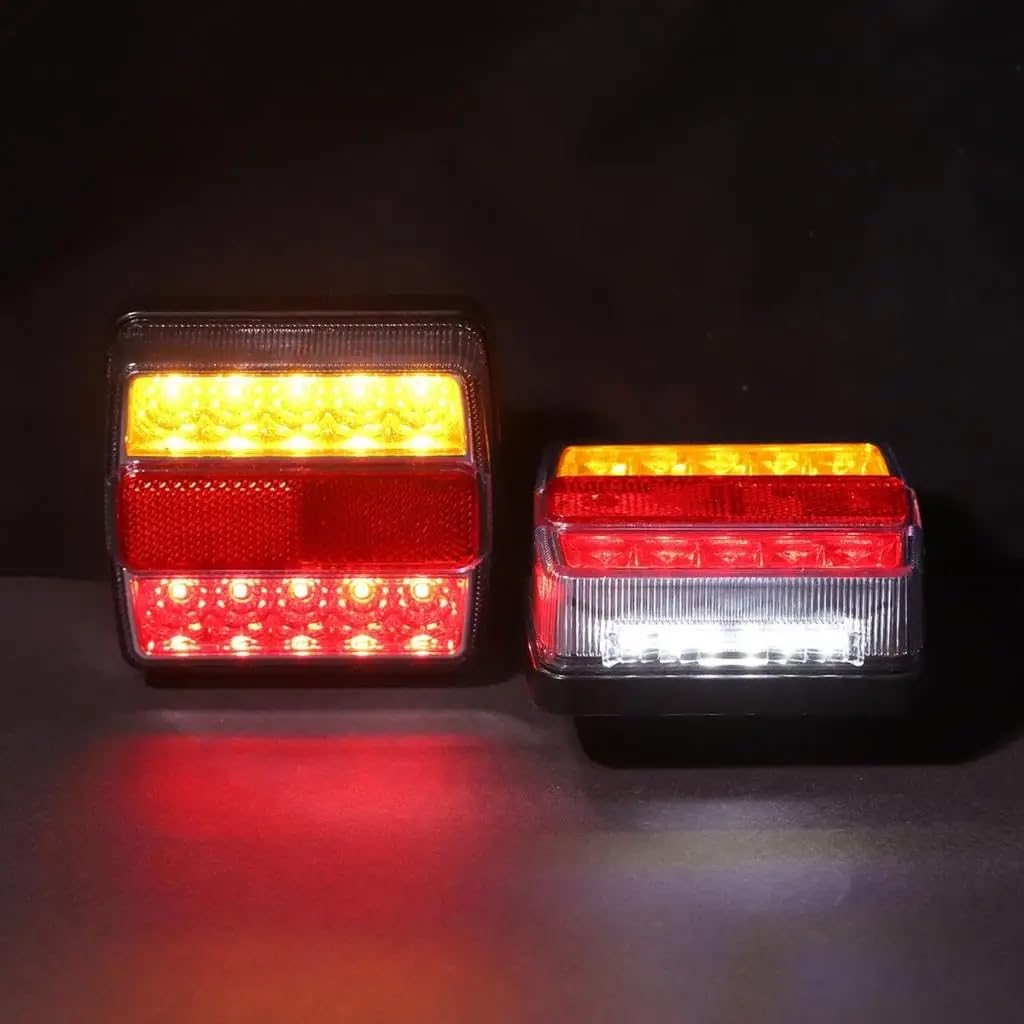 luz trasera del coche Luces LED impermeables para remolque de 12V, Kit luces freno/indicadoras/luces traseras, rojo + blanco