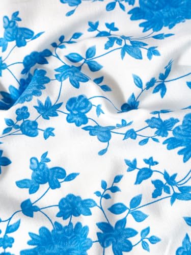 Image of Cortina 100% Cotton, Bohemian Tasseled Floral Print, Room Darkening Curtains for Window (with Back Tabs) - 5 Feet, Blue, 2 Piece (Length 150 cm)