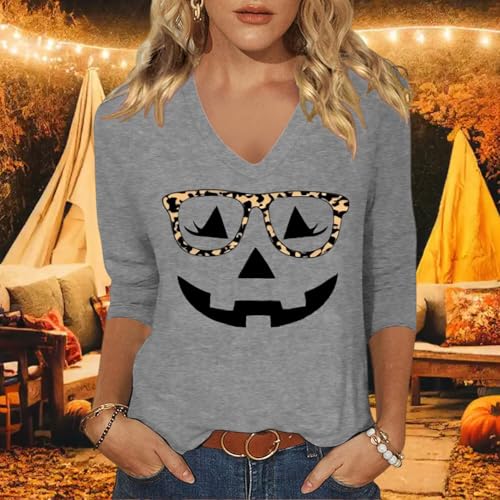 [Prime] Women's Halloween Graphic V-Neck 3/4 Sleeve T-Shirt (Various Designs) - image 2