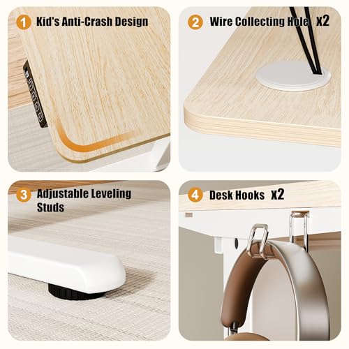 Image of ERGOMAKER Electric Standing Desk 120x60cm (47.2 inchx23.6 inch), Height Adjustable Sit Stand Desk with Splice Board for Home Office, Computer Desk Memory Preset (White Frame + Golden Oak Desktop)