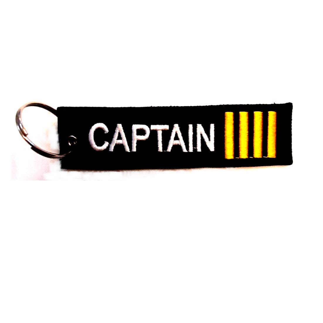 CAPTAIN IIII Black premium embroidery keychain in aviation theme for pilots and crew