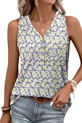 KISSMODA Womens Boho Tops for Summer Sleeveless Tanks Loose Fit Casual Blouse Daily Shirts for Leggings (S-3XL)