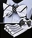 HISDERN Bow Ties for Men Self Tie Black and White Striped Bow Tie with Pocket Square Set Mens Classic Double Sided Woven Tuxedo Bowties for Wedding Party