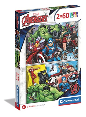 Clementoni- Supercolor Puzzle-The Avengers-2 x 60 piéces- 21605