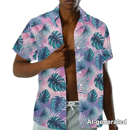 Image of Hawaii Matching Couple Outfits Husband and Wife Clothing Fashionable Mens Casual Shirts Hawaii Dress with Soft Fabric