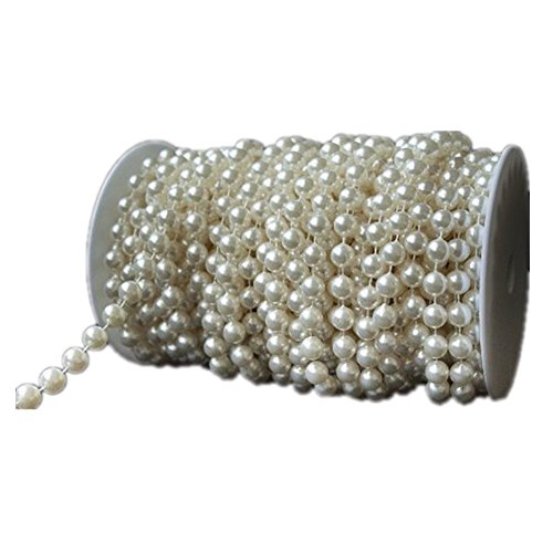 eBoTrade 22 Yards 10 mm Large Ivory Pearls Faux Crystal Beads by The Roll for Wedding Party Decoration (66ft Length)