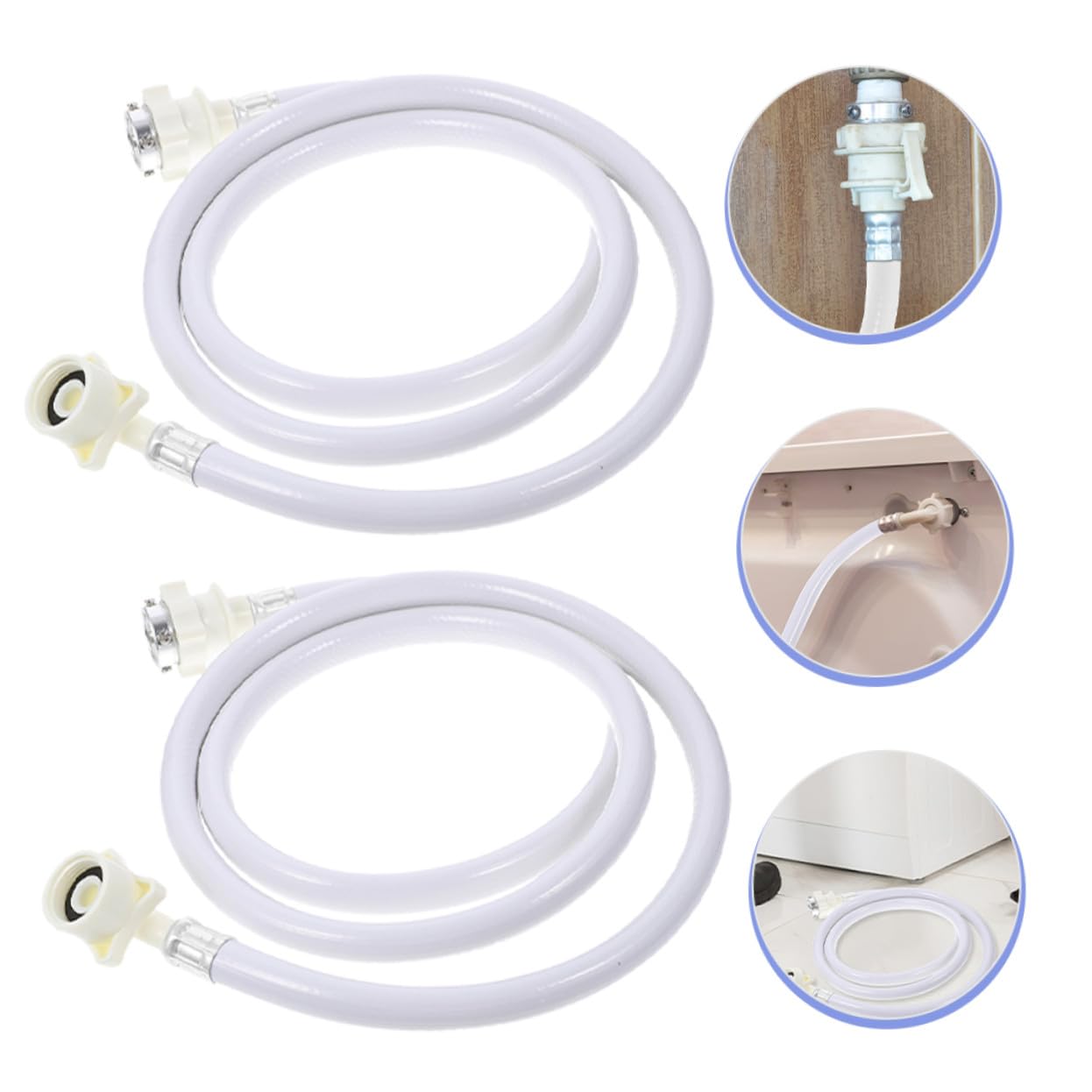 2 pièces Tuyau Alimentation Machine à Laver PVC Inox Résistant Haute Pression Raccord Étanche Facile Installation pour Lave Linge
