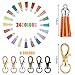 Furge 72 Pieces Key Fob Hardware Set Including 24 Wristlet with Keyring, Colorful Leather Keychain Tassel and Swivel Snap Hooks for Supplies, 6 Colors, Multicolor, Large