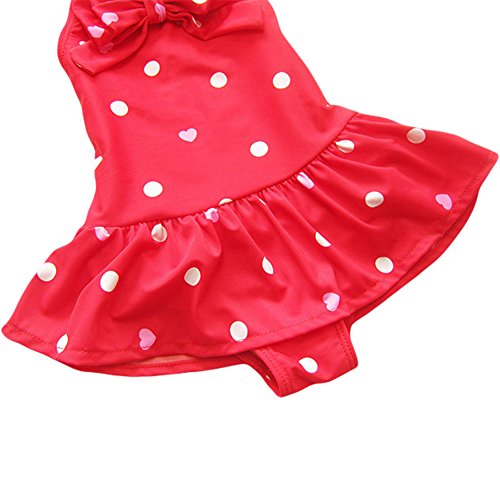 Taiycyxgan Baby Toddler Girls One-Piece Swimsuit Bowknot Spots Swimwear With Headbands,Medium / 3-4 Years,Red