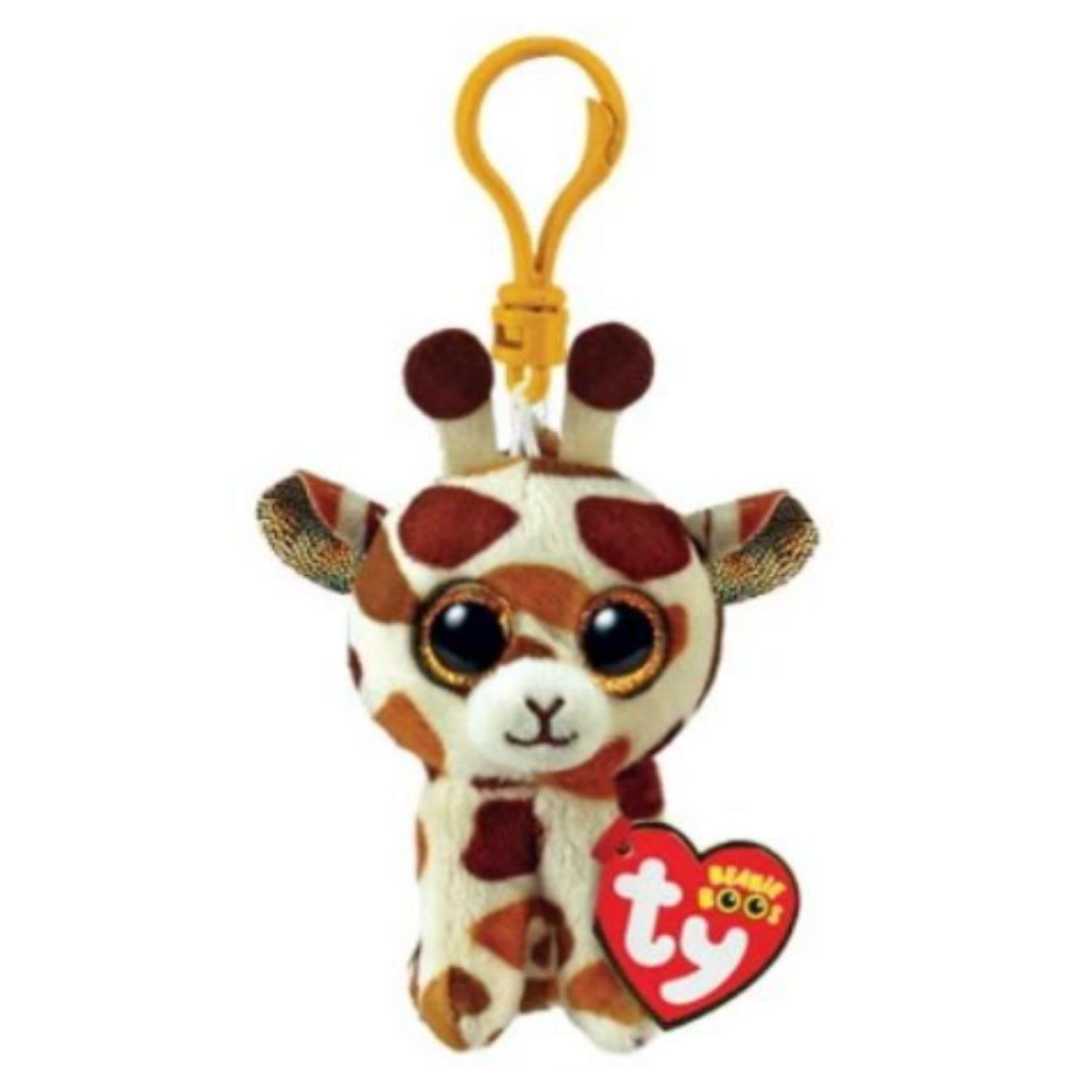 35257 Plush Key Ring - Beanie Boos Clips - Giraffe - Stilts - Brown and White - With Glitter Eyes - The Plush with Big Sparkling Eyes - 12 cm - 35257