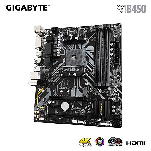 Image of Gigabyte AMD B450M DS3H V2 Ultra Durable Motherboard with Digital VRM Solution PCIe Gen3 X4 M.2, Anti-Sulfur Resistor, RGB LED Strip Header with GP-P450B 80 Plus Bronze Power Supply