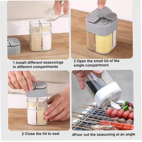 Spice container, 2 stks 4 rasters kruiden shaker, keuken picknicks BBQ restaurant reizen zout doos voor salade steak… - Image 8