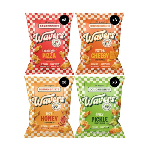 Image of WAVERS by Doughbrik's Snacks, Flavor Sampler Bundle 0.5 oz Bags, Crispy Crunchy Texture Perfect Anytime Snack Made in the USA (12-Pack Assortment)