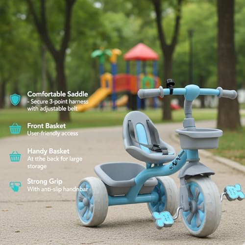 Image of Tricycle for Kids, Tricycles for Kids 2 to 5 Years Boys and Girls, Cycle for 1+ Children, Bike with EVA Tech Wheels, Super