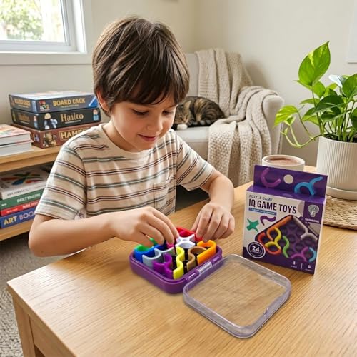 Image of IQ Puzzle Combo Set for Kids & Adults | Brain Teaser Logic Toy with 24+ & 300+ Challenges | Educational Travel Mind Game | Single Player Age 6+