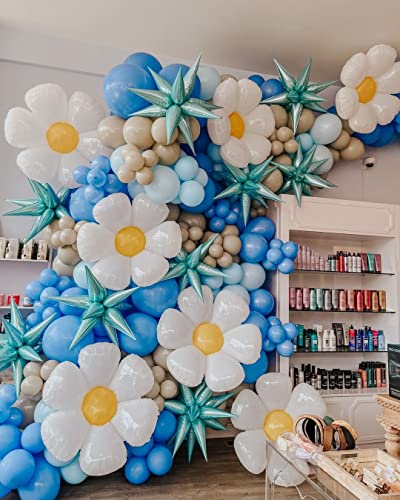 Image of 3pcs 26inch 3D Explosion Star foil balloon, Pearled Blue Foil Cone star burst Balloons for Birthday Wedding New Year Party Event