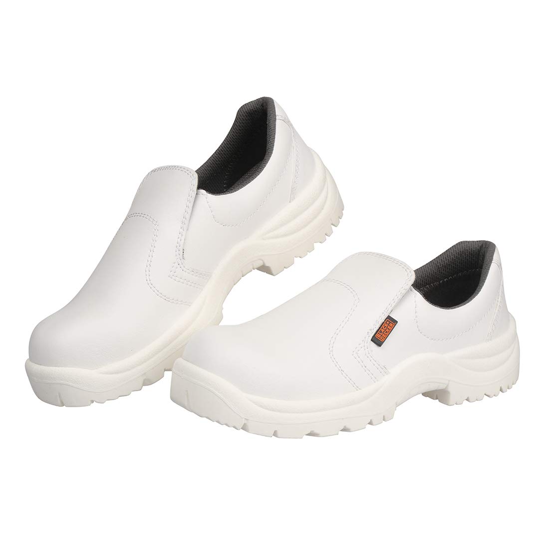 Black+Decker White Microfiber Din Leather Slip-On Safety Shoes for Men | Single Density | Fiber Toe | Water Repellent, Antislip, Oil & Chemical Resistant | BXWB0151IN | Size-04-picture-0