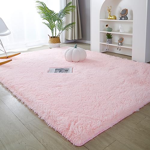 Medeunk 8X10 Area Rugs Pink Super Soft Fluffy Upgrade Sponge Non-Slip No Shedding For Living Room Bedroom Girls/Boys Room Dorm Playroom Lounge Home Decor #TOP8
