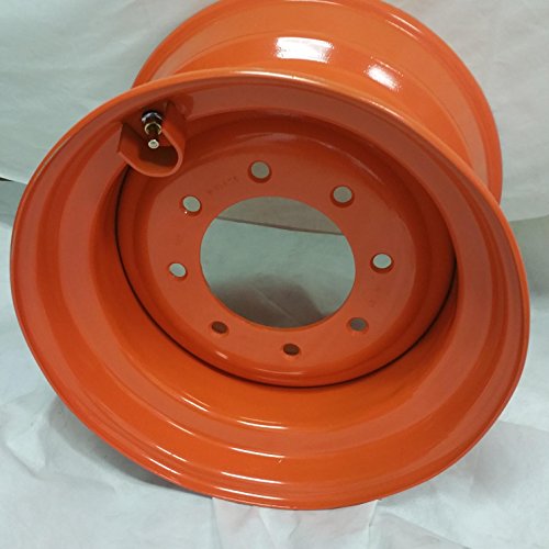 SET OF FOUR (4) 12-16.5 SKID STEER LOADER TIRES WITH ORANGE Color Rims mounted, 14 PLY, SKS 400-12x16.5 - Thumbnail 4