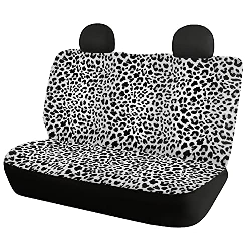 Coldinair Snow Gray Leopard Print Car Seat Covers Full Set for Women,Stretchy Front and Rear Bench Seat Covers,Universal Fit for Most Cars,Sedan,Truck Van,Wild Cheetah Auto Interior Accessories