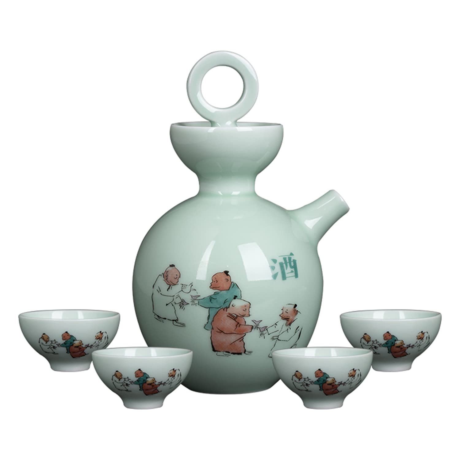 Juego de tazas de sake de cerámica de 5 piezas, el regalo de cumpleaños ideal
