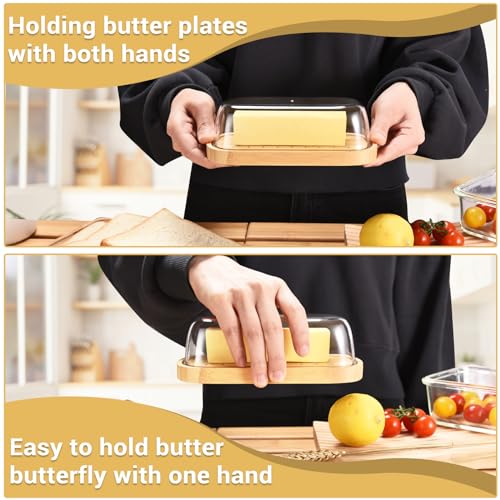,Butter Dish with Lid, Bamboo Butter Holder, Butter Container keeper, Perfect for East/West Coast Butter, BPA-free, Microwave/Dishwasher Safe - Image 5