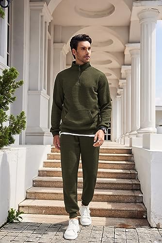Survêtement homme 2 pièces vert militaire ensemble décontracté
