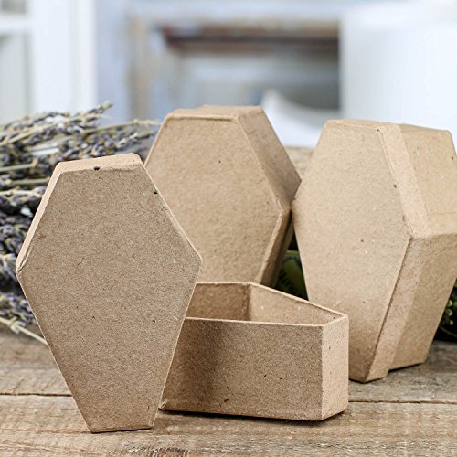 Factory Direct Craft Group of 6 Small Paper Mache Gothic Coffins - for Halloween or Gothic Decorations