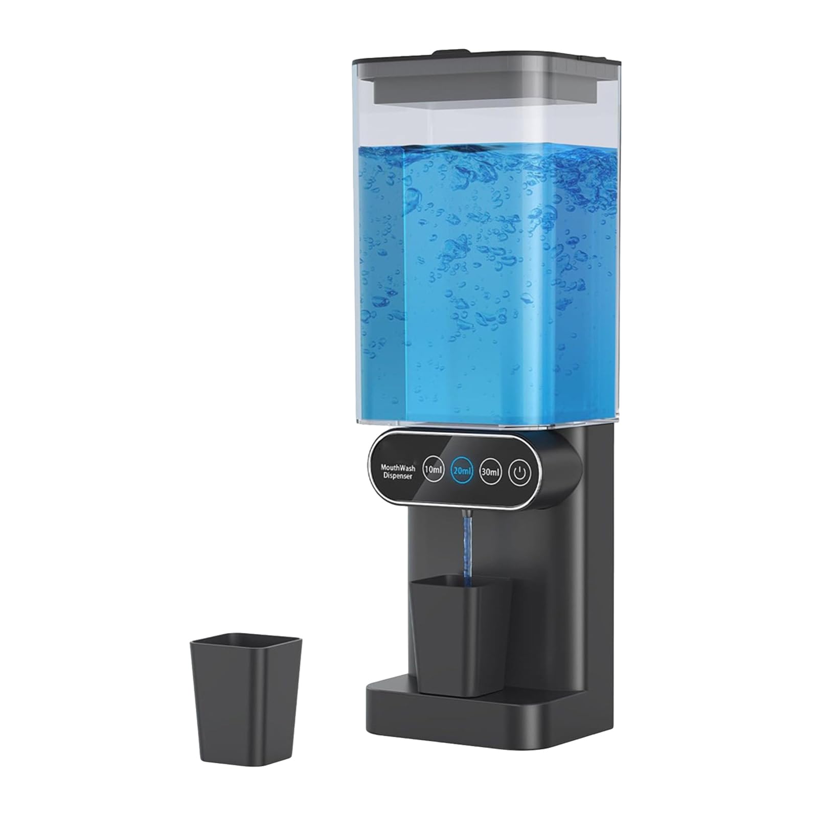 Mundwasserspender mit automatischer Steuerung, 700 ml, berührungsloses elektrisches Wandgerät für Badezimmer mit Magnetbechern, berührungsloser elektrischer Spender