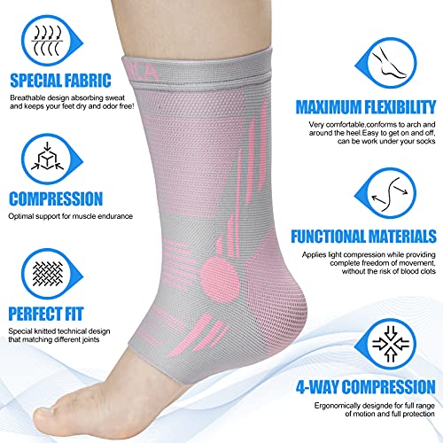 Image of NEENCA Foot & Ankle Brace Socks for Sprained-Ankle Compression Sleeves Set
