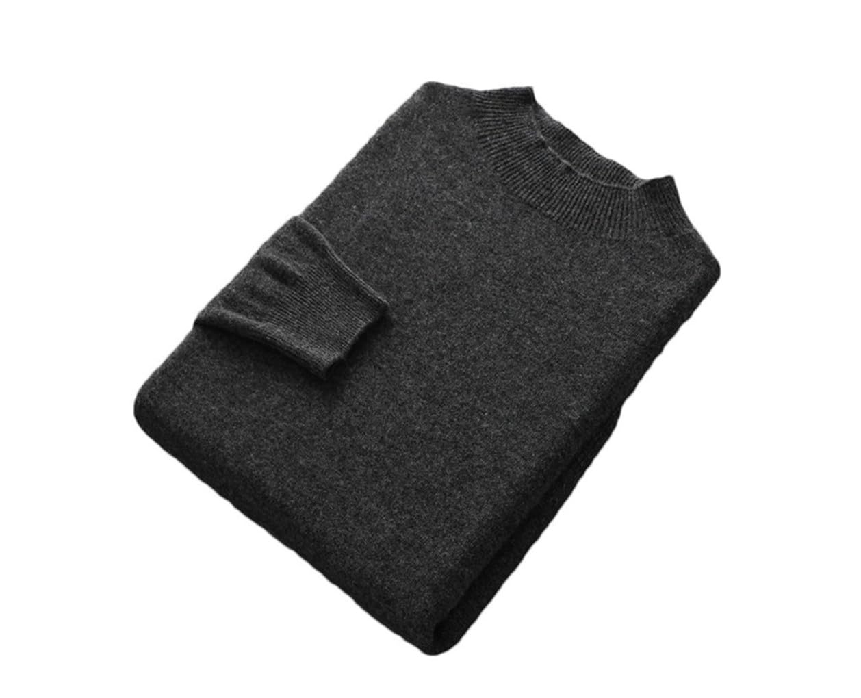 Hamthuit Maglione in Cashmere da Uomo in Lana A Maniche Lunghe con Collo A Lupetto Semplice in Tinta Unita Caldo E Ampio