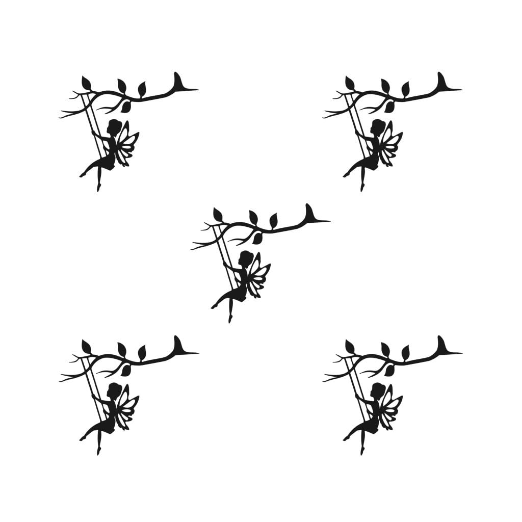 Leisurealeaneag5 set Hanging Figure Decorative Art Crafts Metal Silhouette Tree Ornament Patio Garden Lawn Stakes Courtyard Prop Decorations