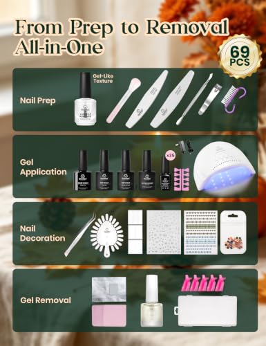 Image of Beetles Gel Nail Polish Kit with U V Light 69PCS 35 Colors Gel Fall Nails