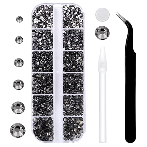 3792 Pcs Montana Crystal Flatback Rhinestones Set for Nail, Art, Crafts, Makeup, Tumblers Glitter Round with Tweezers and Picking Pen(SS6~SS20)