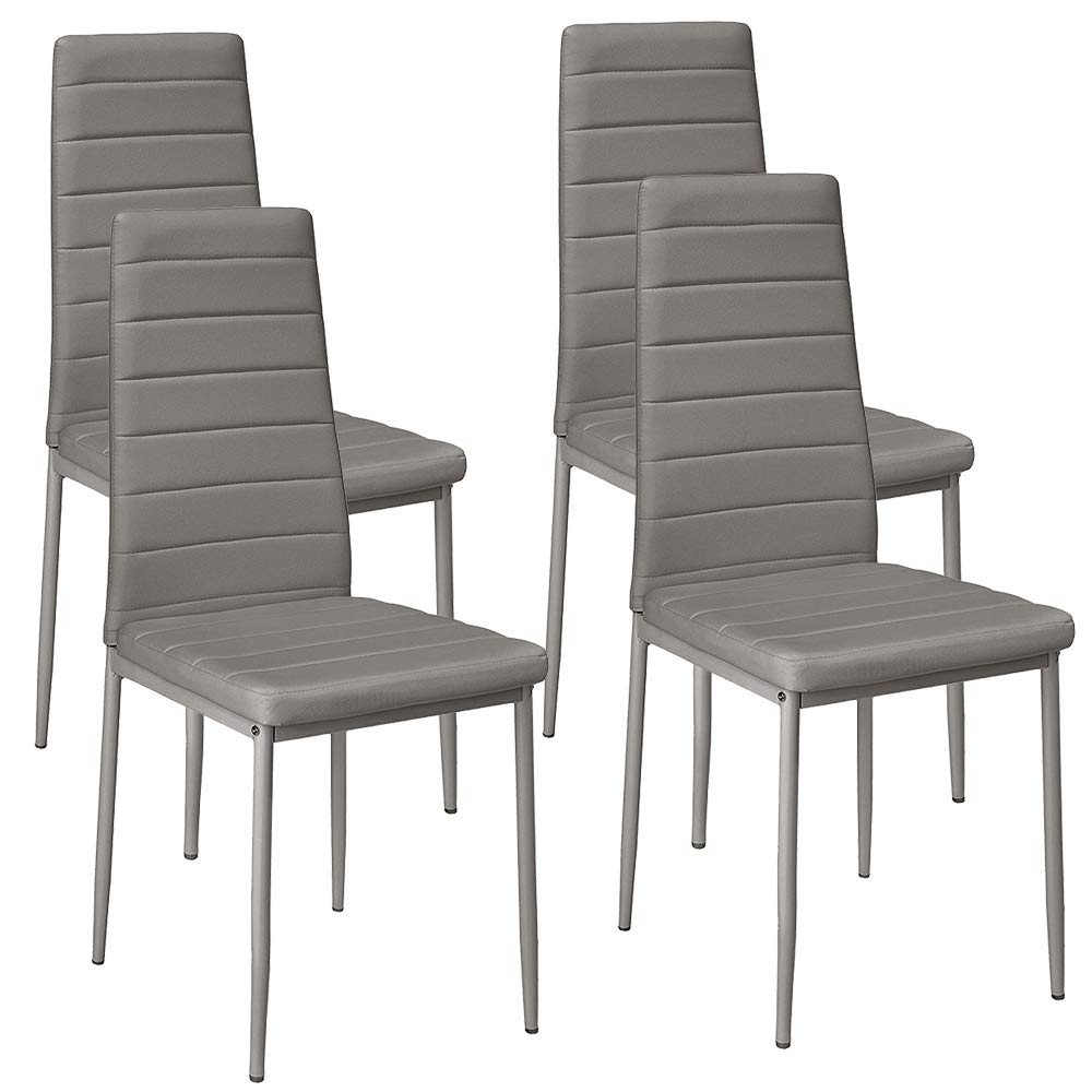 OHMG Sedie per sala da pranzo Set di 6 sedie da pranzo moderne, sedie da pranzo con schienale alto, finto leather,metallo legs,sedile imbottito spesso (4,grigio)
