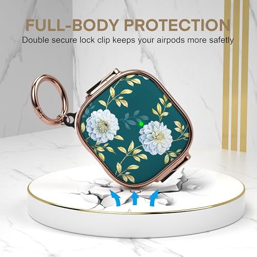 Image of Maxjoy for AirPods 4 Case with Lock, Cute AirPods 4 Case Lock Protective Hard AirPod 4 Generation Cover for Women Girly with Keychain Clip for AirPod 4th Generation Cover 2024, Floral