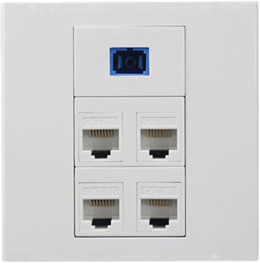 Fiber Optic SC UPC SC-SC Modular Outlet with Dual CAT5E RJ45 Ethernet Module Wall Plate, White(SC APC)
