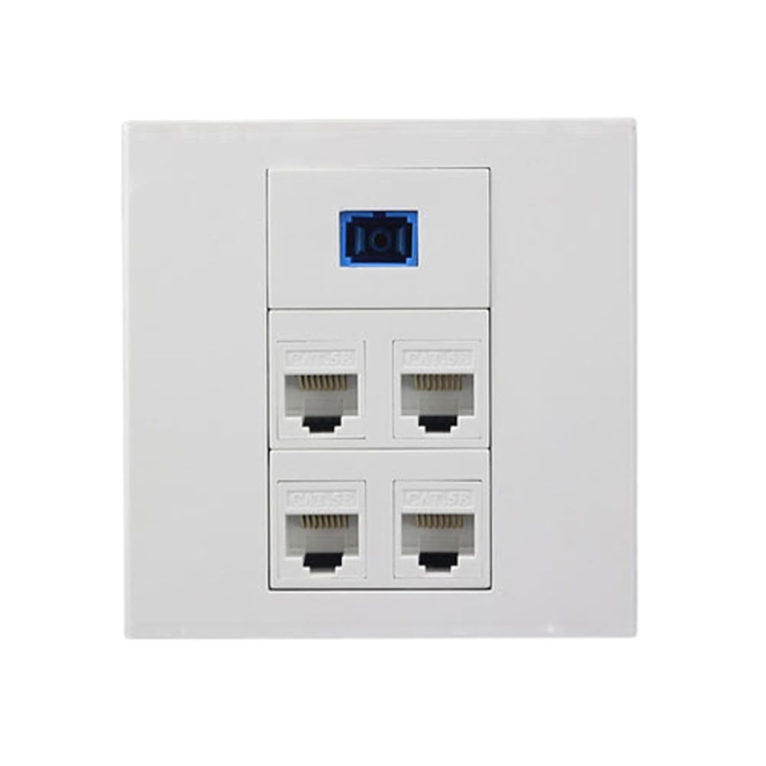 Fiber Optic SC UPC SC-SC Modular Outlet with Dual CAT5E RJ45 Ethernet Module Wall Plate, White(SC UPC)