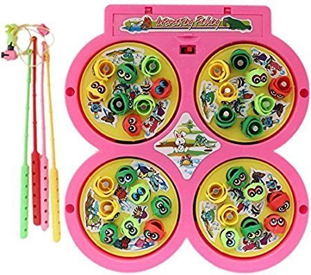 higadget Fish Catching Game with 4 Ponds (Battery Operated) (2-4 Player Game) Complete Family Entertainment Set for Kids (Random Color)