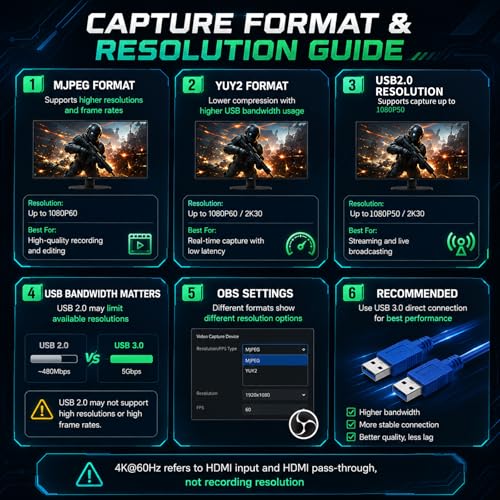 Image of Guermok USB 3.0 HDMI Capture Card, 1080P 60FPS & 2K30 Video Capture Device | 4K HDMI Pass-Through, Mic Input & Audio Output, USB Video Game Capture for OBS Streaming, PS5, Switch 2 /1, Xbox1, Camera, PC