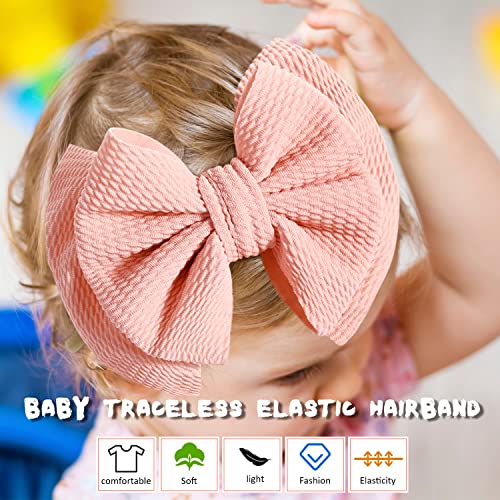 Danmy Baby Girl Nylon Headbands Newborn Infant Toddler Bow Hairbands Soft Headwrap Children Hair Accessories (15Pack-Pink Set) #TOP4