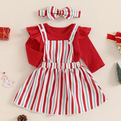 Mubineo Baby Girl Christmas Skirt Outfits Cute Clothes Long Sleeve Romper Overall Skirt Dress Halloween Newborn Outfit4
