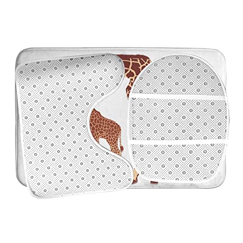 DIRYKILP Badematte + Konturmatte + Toilettendeckelbezug, Giraffe Expressing Love 3 Stück Badematte Set, mit rutschfester Klebeunterseite – Bild 7
