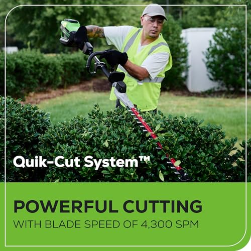 Image of Greenworks 82V 24 inch Brushless Cordless Fixed Mid Pole Hedge Trimmer, 2.5Ah Battery and Dual Port Rapid Charger (Great for Landscapers and Professionals)