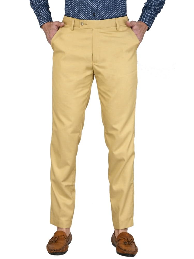 sam & jack �Beige Colored Polyviscose Regular Fit Men's Formal Trousers-picture-20